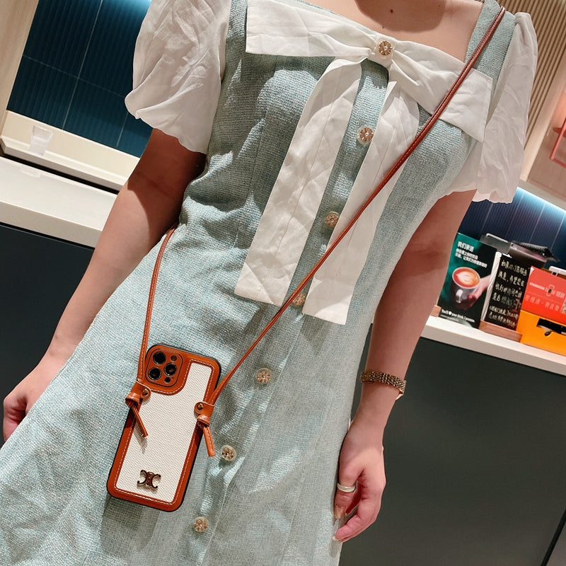 White Crossbody Strap for iPhone 16/15/14/13/12/11 Pro Max