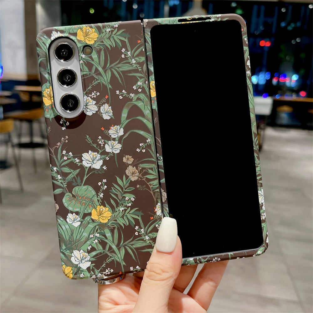 Retro Oil Painting Fragmented Flowers Case For Samsung Galaxy Fold