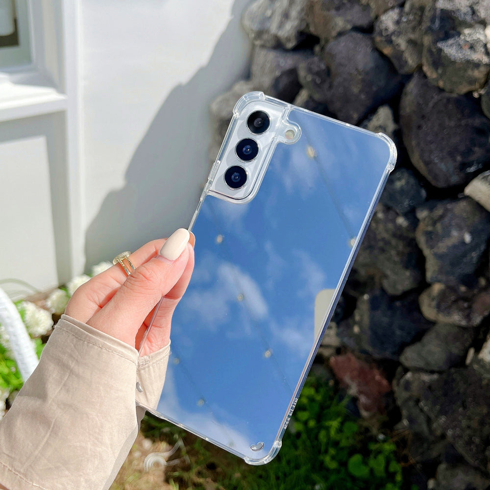 Fashion Makeup Mirror Shockproof Bumper Phone Case For Samsung Galaxy S22 Series