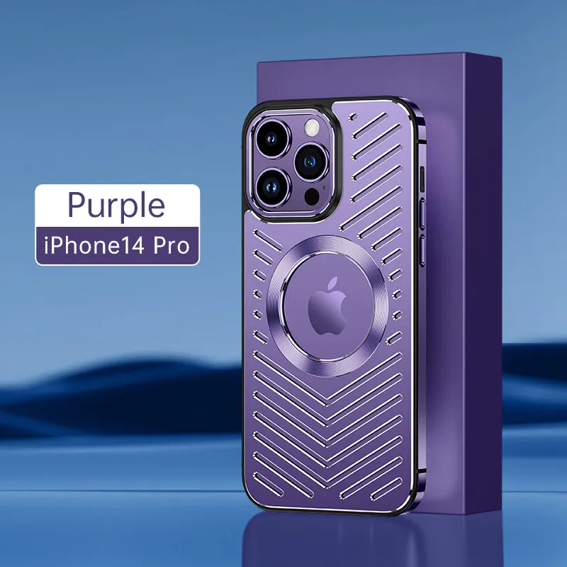 Stainless Steel Frame Aluminum Backplane Metal Magnetic Phone Case iPhone