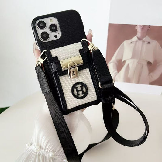 Luxury iPhone Case with Card Holder & Lanyard – Crossbody Protection in Style
