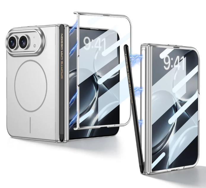 Magnetic Hinge Case | Built-in Glass Film & Magnetic Stylus | iPhone Duo
