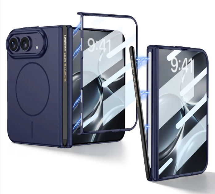 Magnetic Hinge Case | Built-in Glass Film & Magnetic Stylus | iPhone Duo