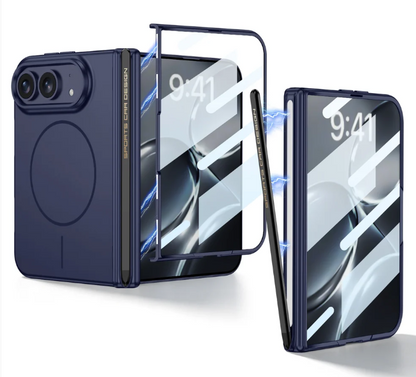 Magnetic Hinge Case | Built-in Glass Film & Magnetic Stylus | iPhone Duo