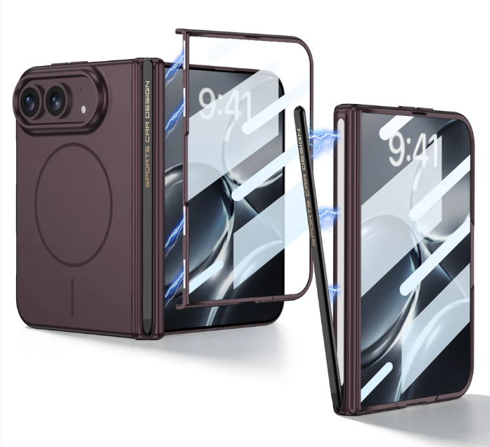 Magnetic Hinge Case | Built-in Glass Film & Magnetic Stylus | iPhone Duo
