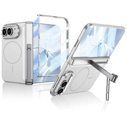 Magnetic Hinge Case | Glass Film, Tri-Fold Kickstand & MagSafe Ring | iPhone Duo