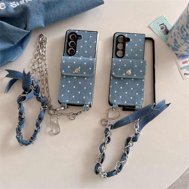 Trendy Crossbody Denim Case with Card Holder for Z Fold 6/5/4