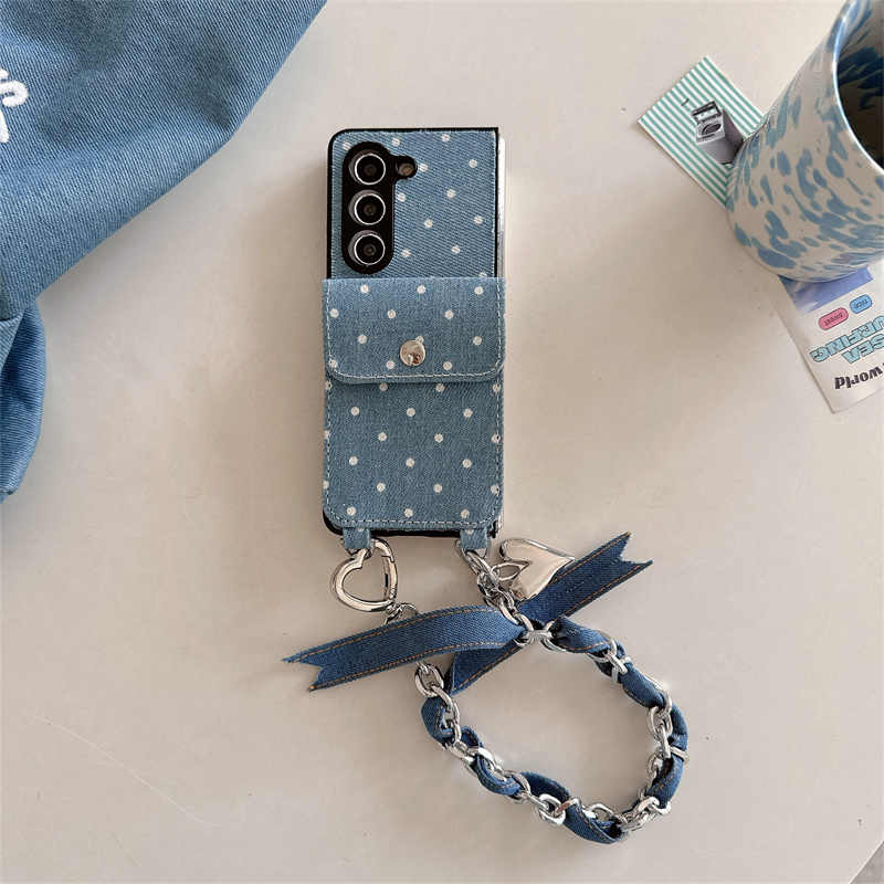 Trendy Crossbody Denim Case with Card Holder for Z Fold 6/5/4