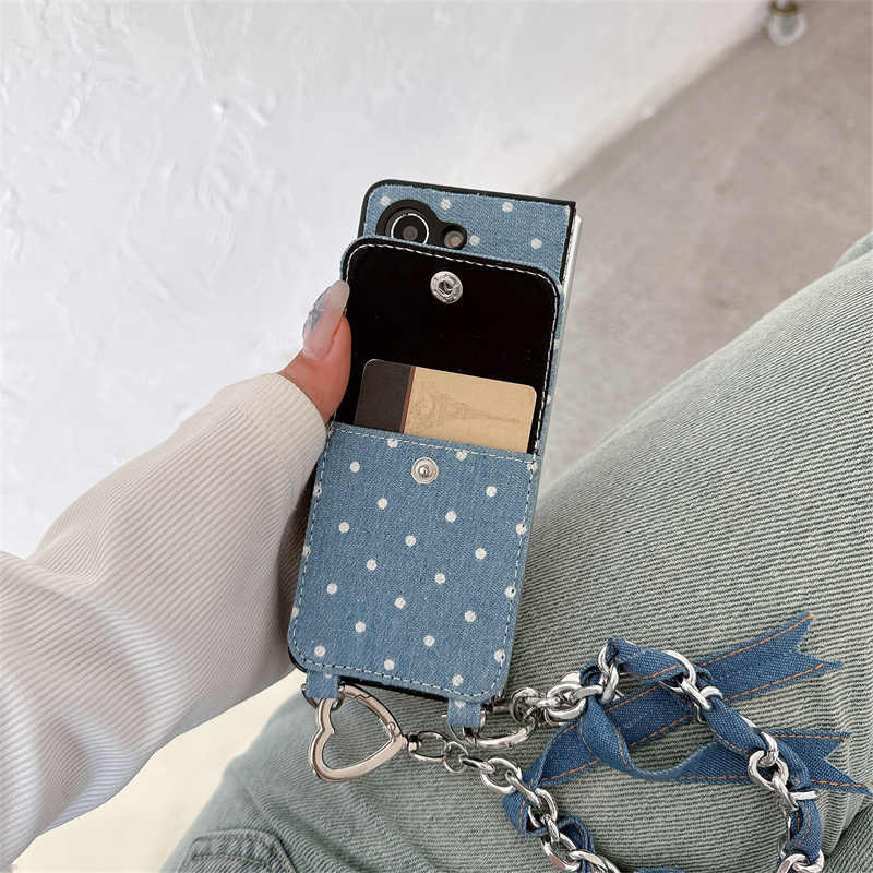 Trendy Crossbody Denim Case with Card Holder for Z Fold 6/5/4