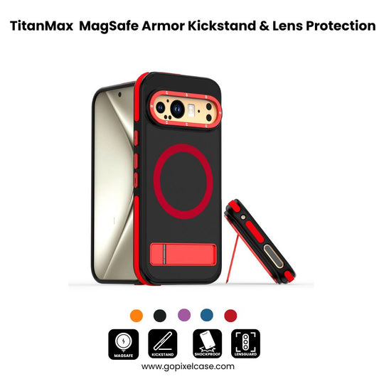 TitanMax Pixel 9  MagSafe Armor Case with Kickstand & Lens Protection