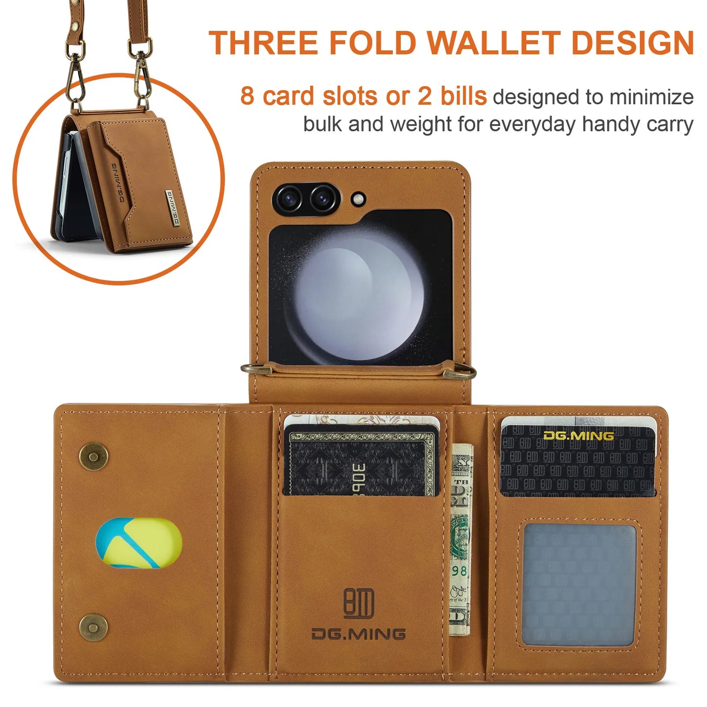 2 in 1 Detachable Leather Wallet For Case Samsung Galaxy Z Flip Phones