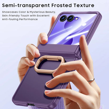 Matte Hard Case | Built-in Screen Protector, Gold Ring Stand & Full Hinge Protection | Samsung Galaxy Z Flip 7 & 8