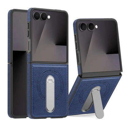Premium Leather Kickstand Case — Wireless Charging, Hinge Protection & Built-in Metal Stand | Samsung Galaxy Z Flip 7