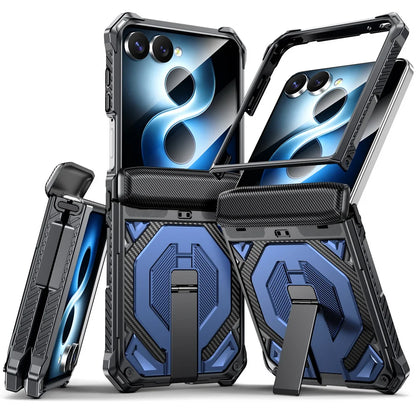 Rugged Carbon Armor Case | Metal Stand & Full Protection | Z Flip 7 & 8
