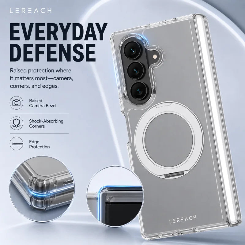 Crystal Clear Magnetic Ring Stand Case - Air Cushion & Full Coverage | Samsung Galaxy Z Fold 8 Ultra