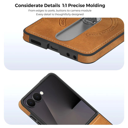 Premium Leather Kickstand Case — Wireless Charging, Hinge Protection & Built-in Metal Stand | Samsung Galaxy Z Flip 7