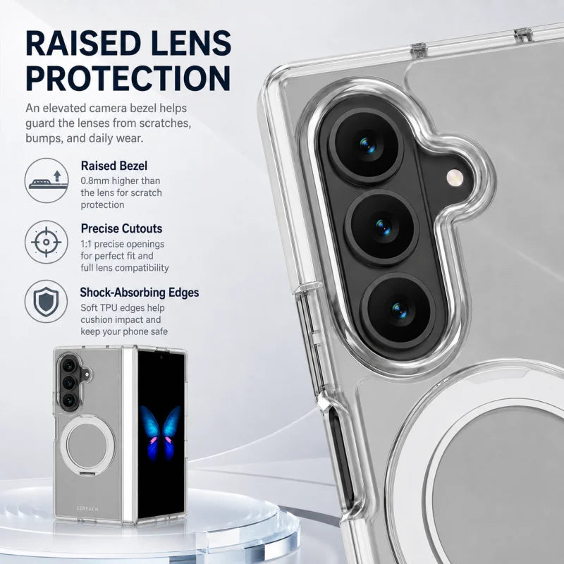 Crystal Clear Magnetic Ring Stand Case - Air Cushion & Full Coverage | Samsung Galaxy Z Fold 8 Ultra
