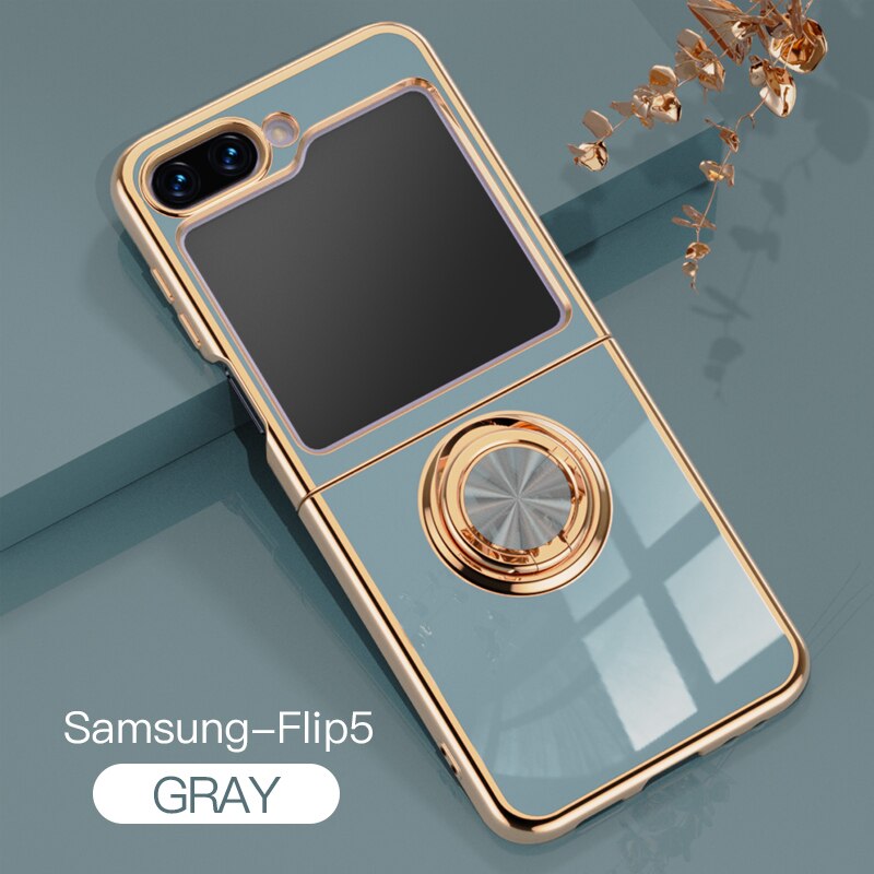 Luxury Electroplating Ring Holder Case For Samsung Galaxy Z Flip 5