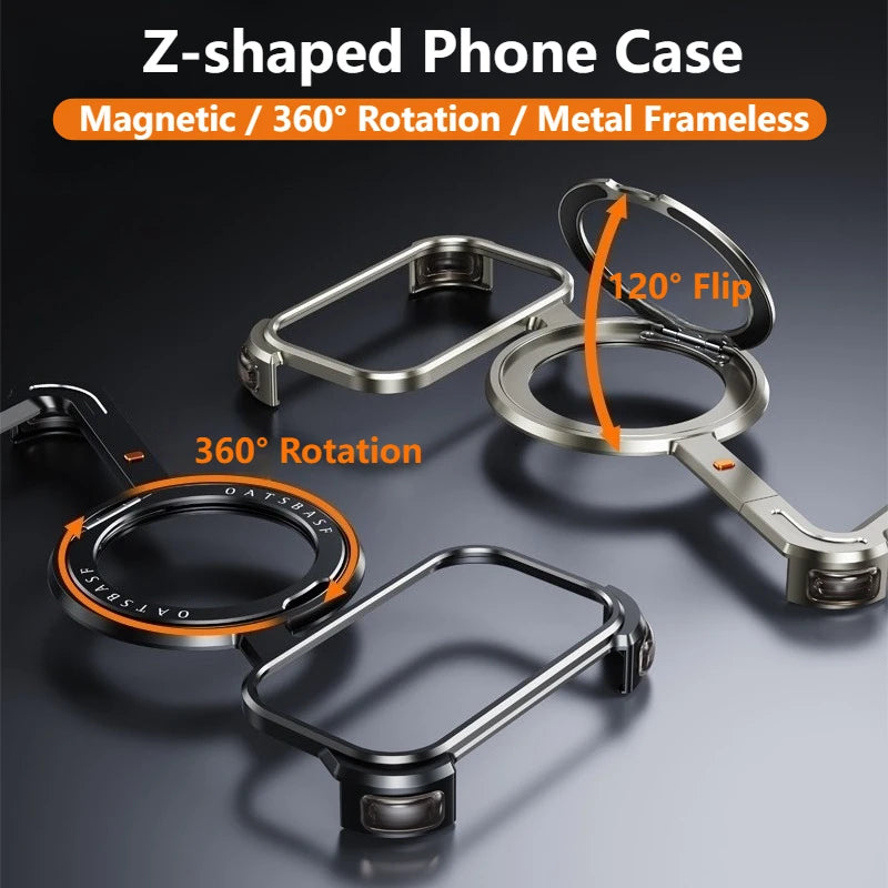 MagSafe Metal Case with 360° Rotating Stand for iPhone 17 Pro/Pro Max