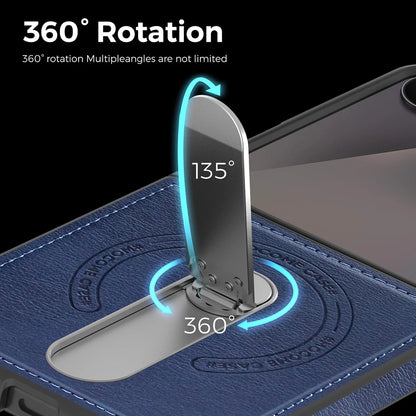Premium Leather Kickstand Case — Wireless Charging, Hinge Protection & Built-in Metal Stand | Samsung Galaxy Z Flip 7