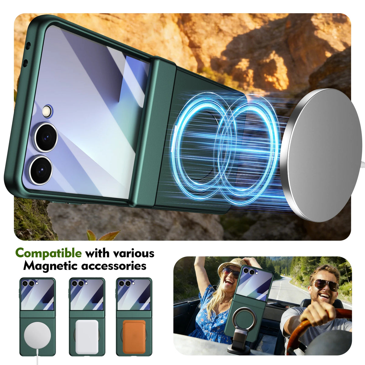360° Magnetic Ring Matte Case | 12FT Drop Tested | Z Flip 8