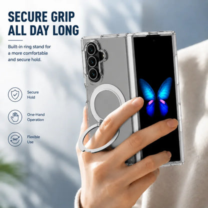 Crystal Clear Magnetic Ring Stand Case - Air Cushion & Full Coverage | Samsung Galaxy Z Fold 8 Ultra