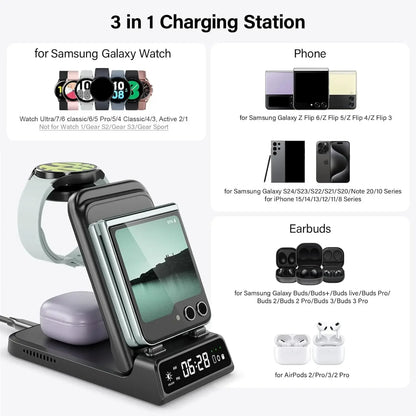3-in-1 Wireless Charging Station | Samsung Galaxy Z Flip series , Galaxy Watch 8/7 & Buds 3 |