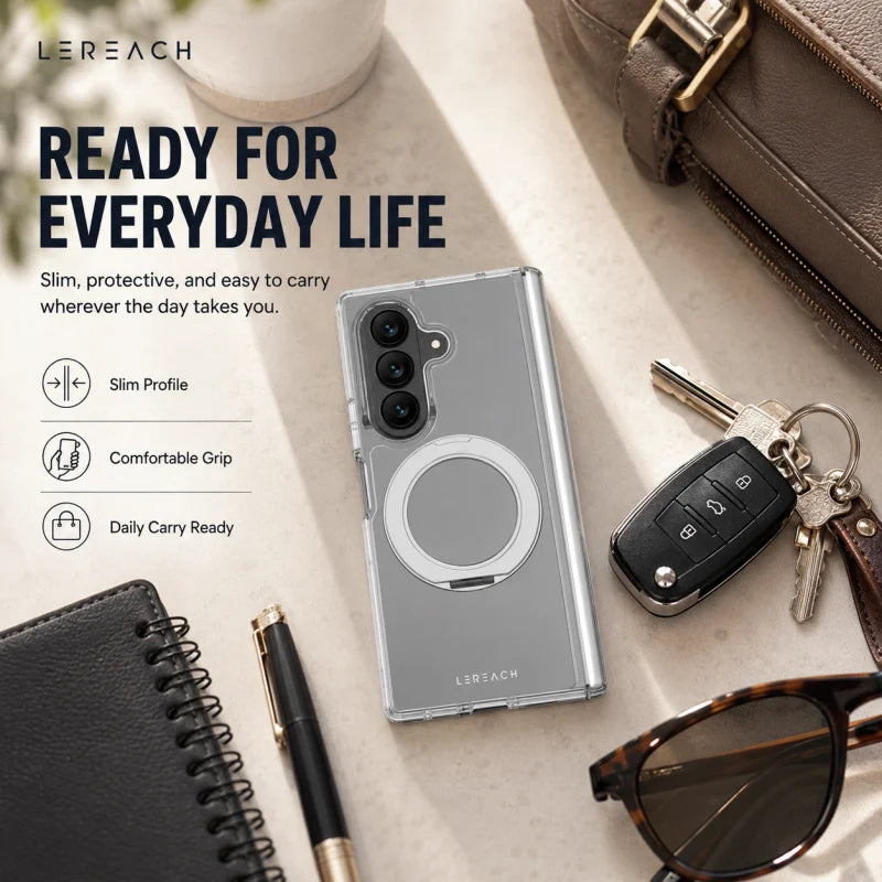 Crystal Clear Magnetic Ring Stand Case - Air Cushion & Full Coverage | Samsung Galaxy Z Fold 8 Ultra