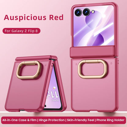 Matte Hard Case | Built-in Screen Protector, Gold Ring Stand & Full Hinge Protection | Samsung Galaxy Z Flip 7 & 8