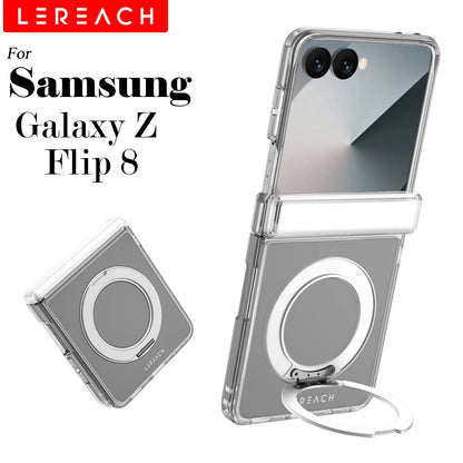 Crystal Clear Magnetic Ring Stand Case — Air Cushion & Hinge Protection | Samsung Galaxy Z Flip 8