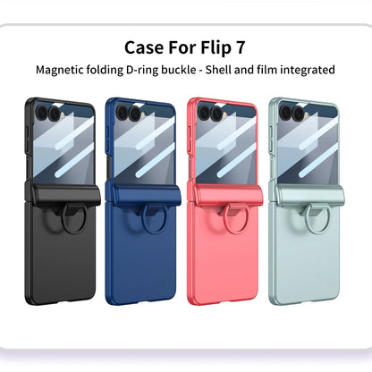 Magnetic Ring Holder Case — Outer Screen Protection & Matte Finish | Samsung Galaxy Z Flip 7