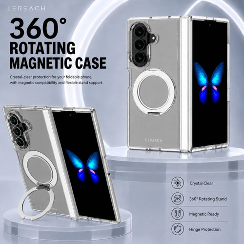 Crystal Clear Magnetic Ring Stand Case - Air Cushion & Full Coverage | Samsung Galaxy Z Fold 8 Ultra