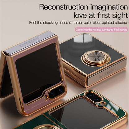 Luxury Electroplating Ring Holder Case For Samsung Galaxy Z Flip 5