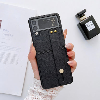 Luxury Wrist Strap Holder  Leather Phone Case For Samsung Galaxy Z Flip