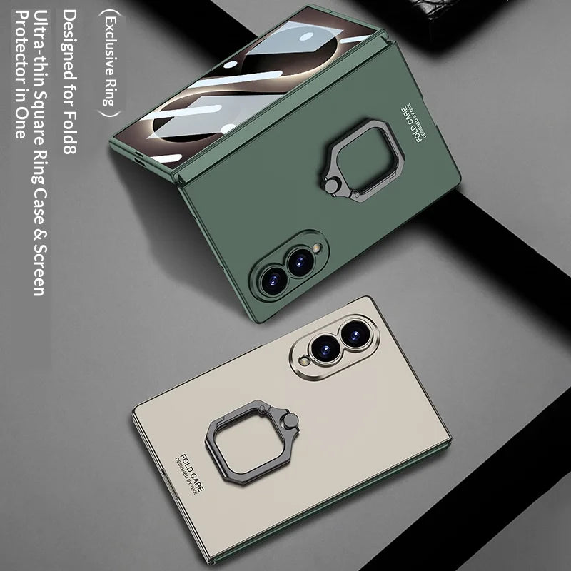 Ultra-Thin Ring Stand Case | Built-in Glass Protector & Skin-Feel Finish | Samsung Galaxy Z Fold 8