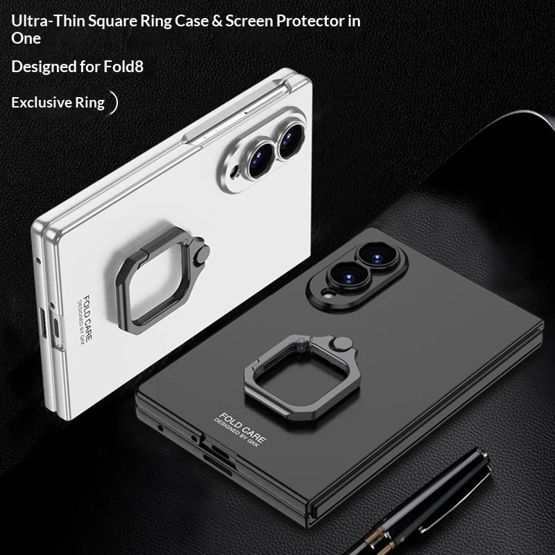 Ultra-Thin Ring Stand Case | Built-in Glass Protector & Skin-Feel Finish | Samsung Galaxy Z Fold 8