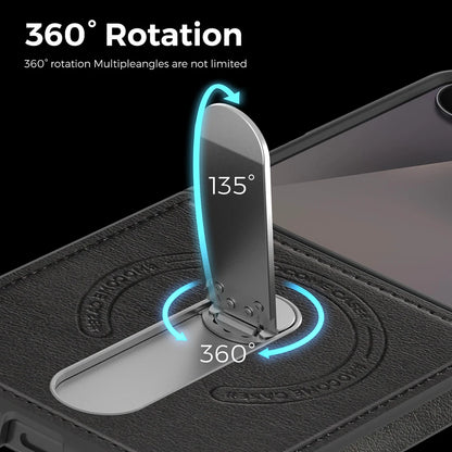 Premium Leather Kickstand Case — Wireless Charging, Hinge Protection & Built-in Metal Stand | Samsung Galaxy Z Flip 7