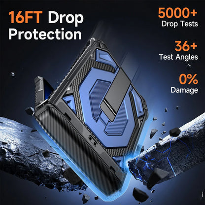 Rugged Carbon Armor Case | Metal Stand & Full Protection | Z Flip 7 & 8