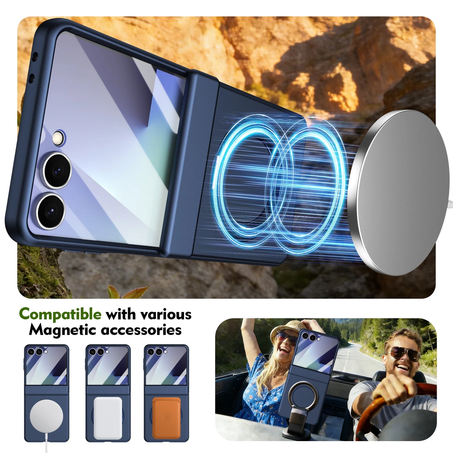 360° Magnetic Ring Matte Case | 12FT Drop Tested | Z Flip 8