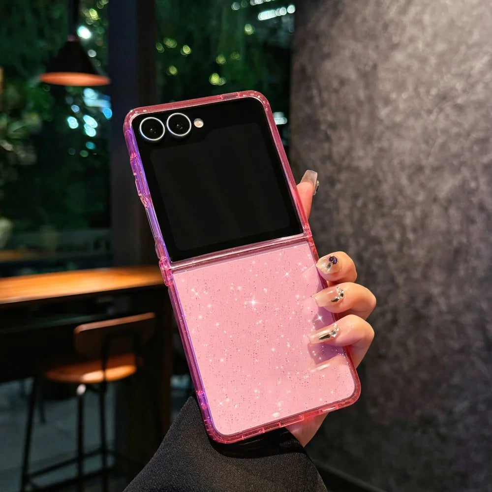 Glitter Gradient Transparent Case — Sparkling Crystal Finish & Slim Protection | Samsung Galaxy Z Flip
