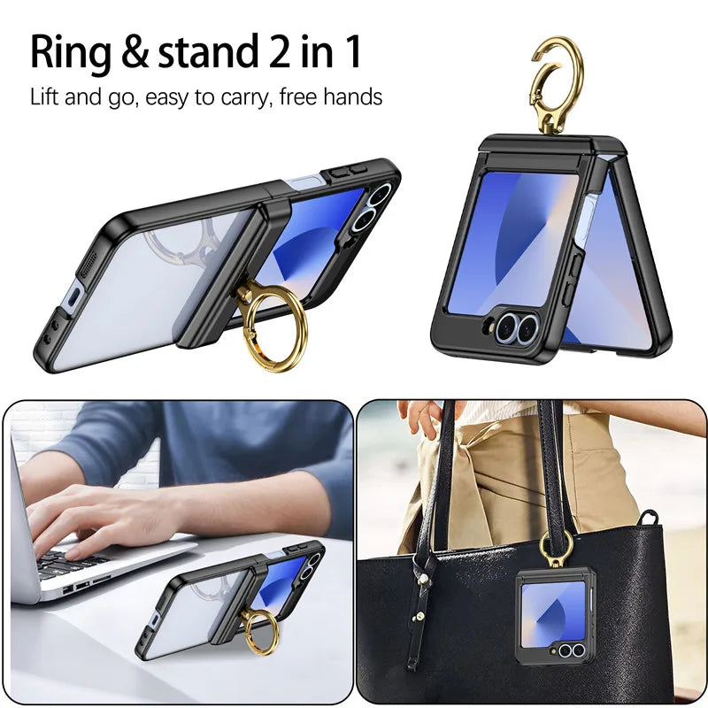 Luxury Clear Ring Case | MagSafe & Shockproof | Z Flip 8