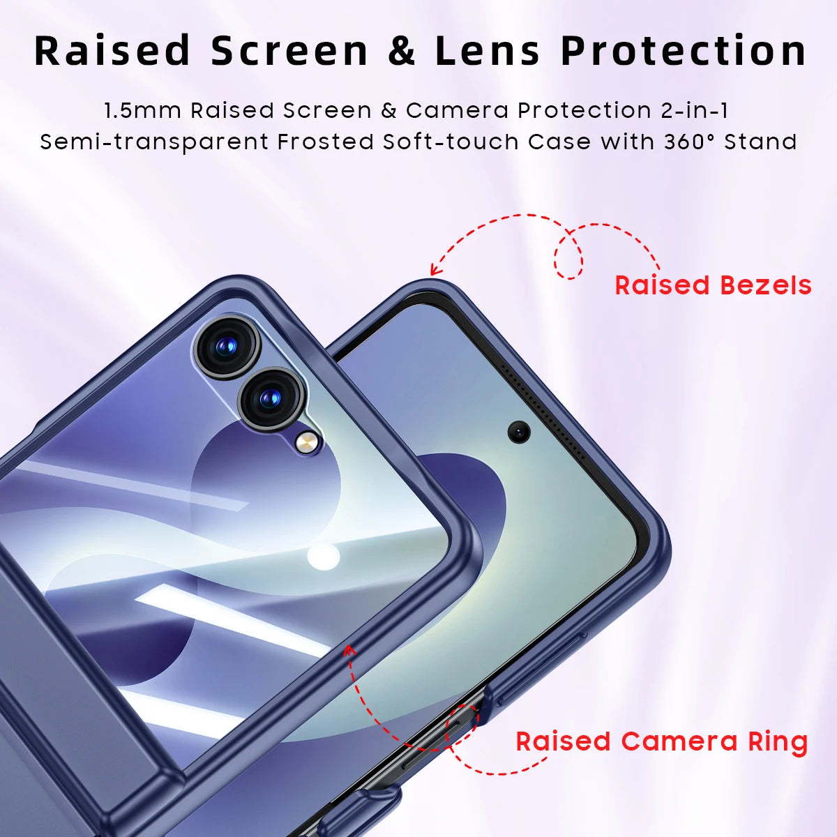 Matte Hard Case | Built-in Screen Protector, Gold Ring Stand & Full Hinge Protection | Samsung Galaxy Z Flip 7 & 8