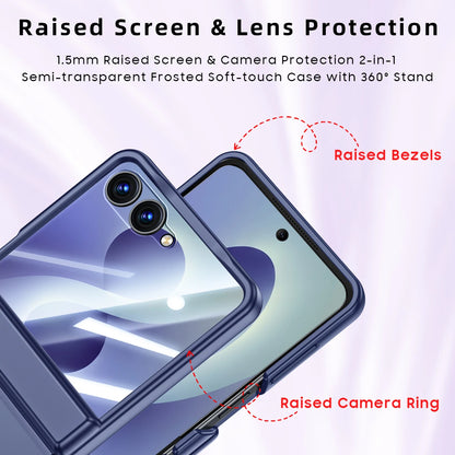 Matte Hard Case | Built-in Screen Protector, Gold Ring Stand & Full Hinge Protection | Samsung Galaxy Z Flip 7 & 8