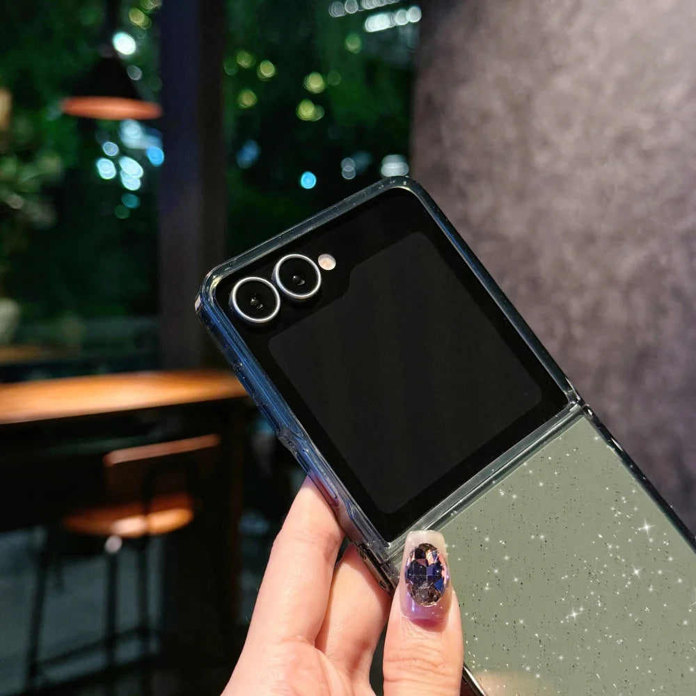 Glitter Gradient Transparent Case — Sparkling Crystal Finish & Slim Protection | Samsung Galaxy Z Flip