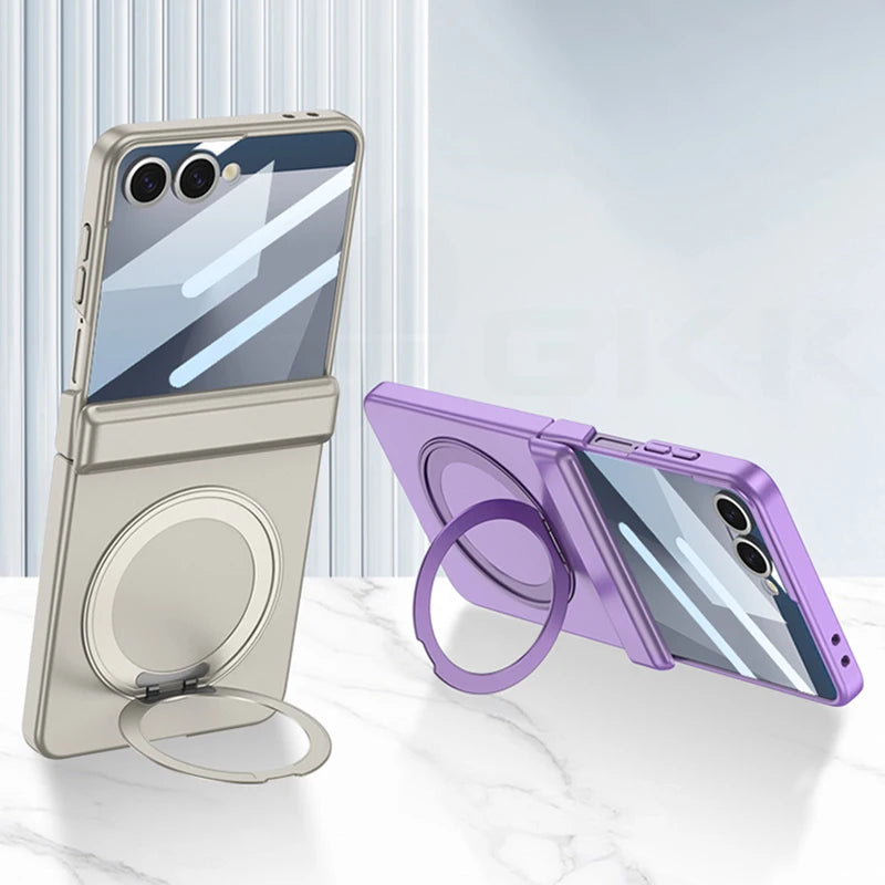 Magnetic Hinge Armor Case — MagSafe Charging - Ring Holder & Outer Screen Protection | Samsung Galaxy Z Flip 7