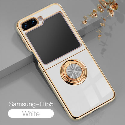 Luxury Electroplating Ring Holder Case For Samsung Galaxy Z Flip 5