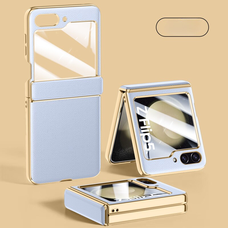 Leather Case with Hinge Protection for Samsung Galaxy Z Flip 5