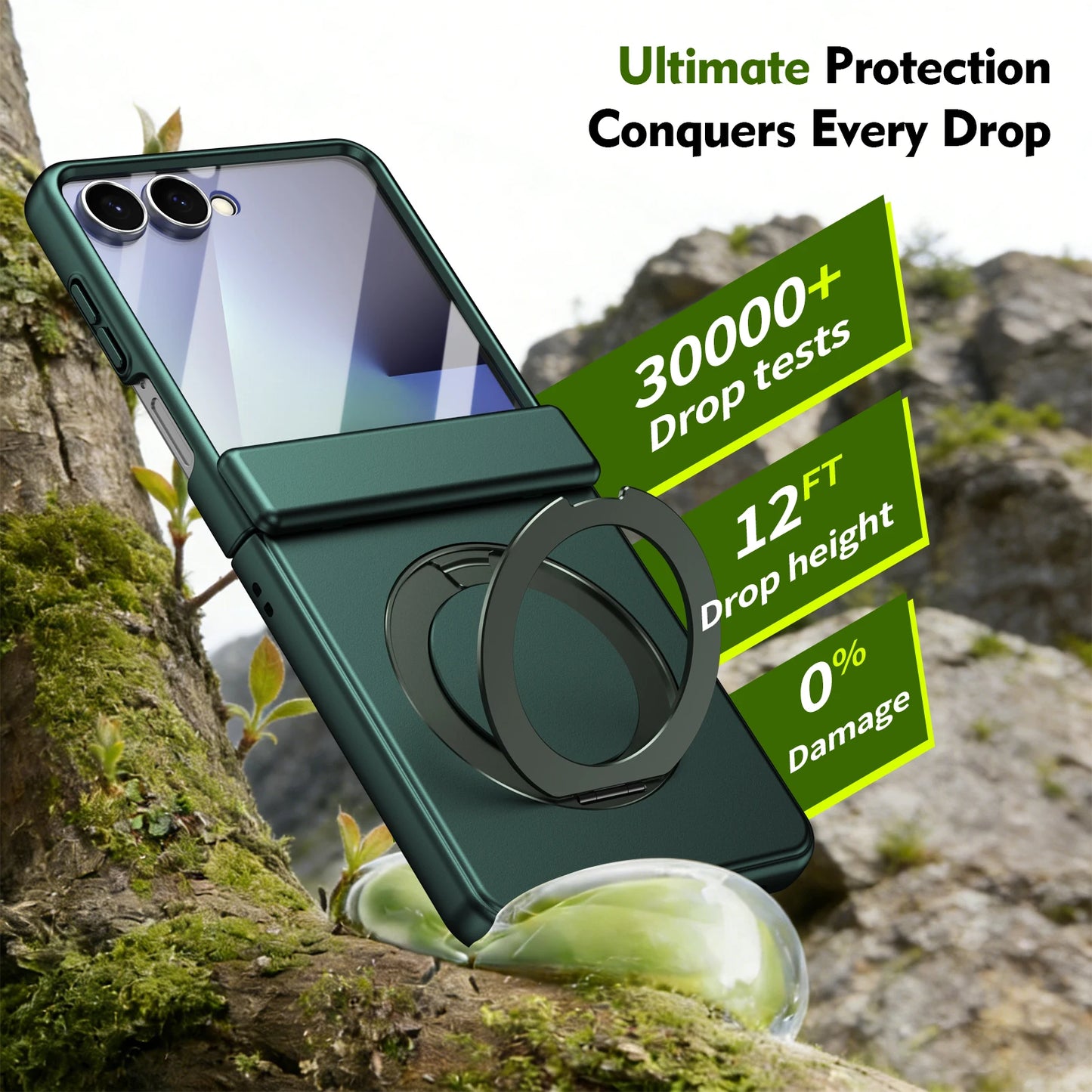 360° Magnetic Ring Matte Case | 12FT Drop Tested | Z Flip 8