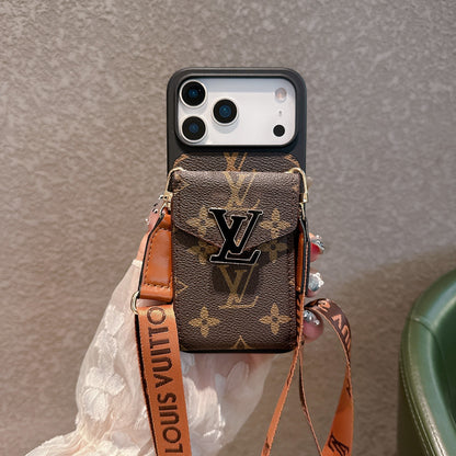 Luxury LV Crossbody Leather Case for iPhone – Premium Designer Style