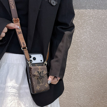 Luxury LV Crossbody Leather Case for iPhone – Premium Designer Style